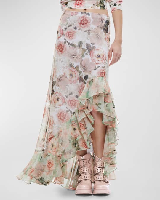 Pink slip ruffle skirt best sale