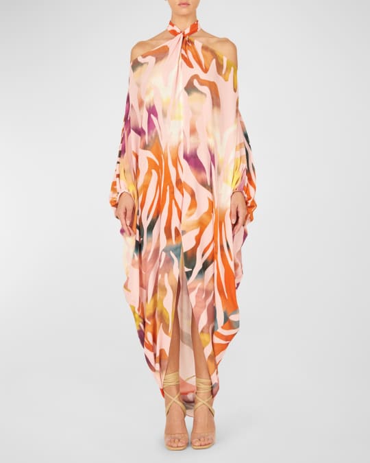 Silvia Tcherassi Jacqueline Halter Maxi Kaftan Dress | Neiman Marcus