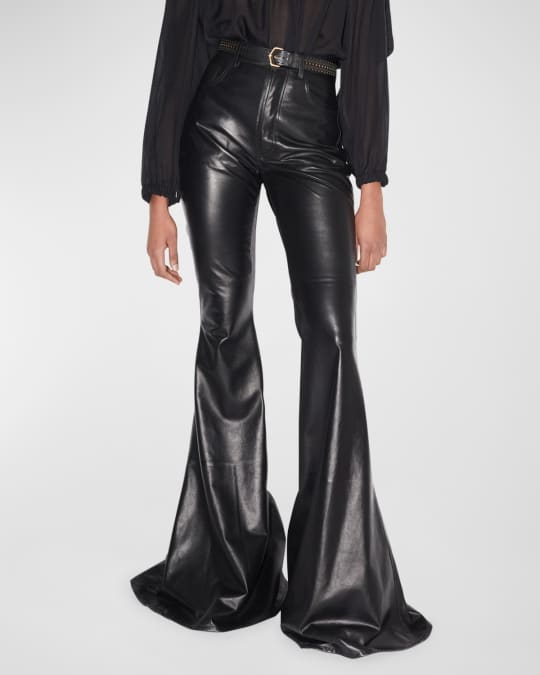 ALAIA High Rise Flared Leather Pants Neiman Marcus