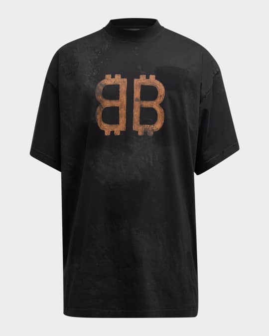 Balenciaga Men's Crypto T Shirt Oversized | Neiman Marcus