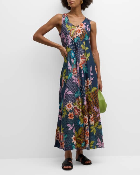 Johnny Was Delfino Sleeveless Floral Print Midi Dress Neiman Marcus