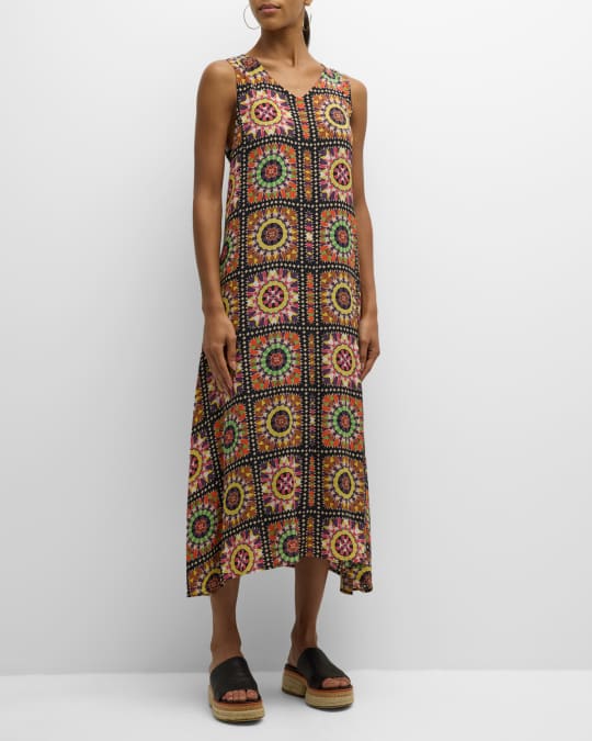 Johnny Was Lyon Sleeveless Tile Print Maxi Dress Neiman Marcus