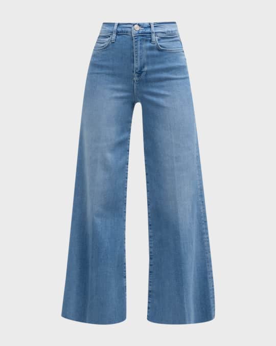Le Palazzo Wide-Leg Raw Hem Jeans