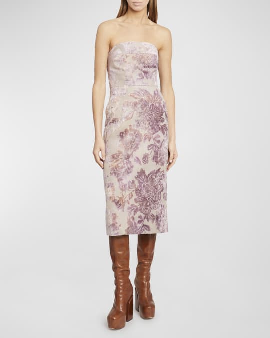 Dries Van Noten Diao Floral Flocked Midi Dress | Neiman Marcus
