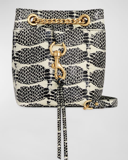 Edie Mini Snakeskin Embossed Bucket Bag