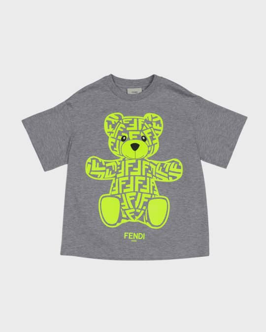 Fendi Boy s Embossed Monogram Bear T Shirt Size 3 6
