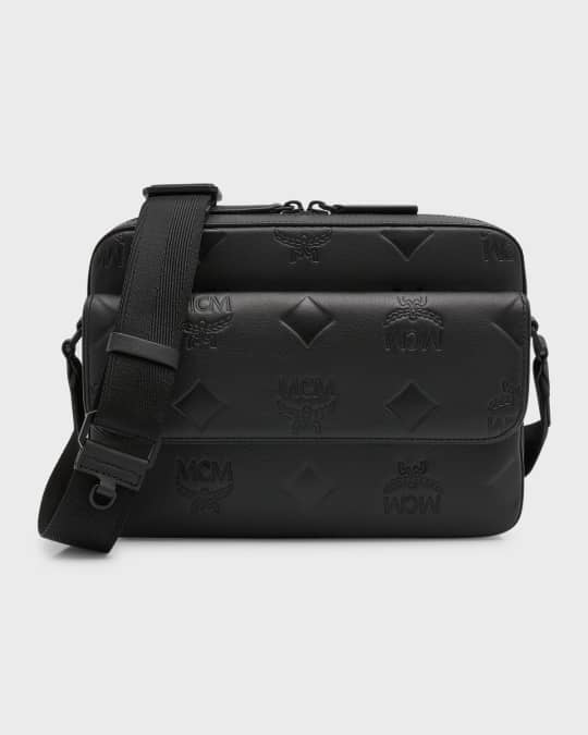 Men s Aren Visetos Embossed Leather Medium Crossbody Bag