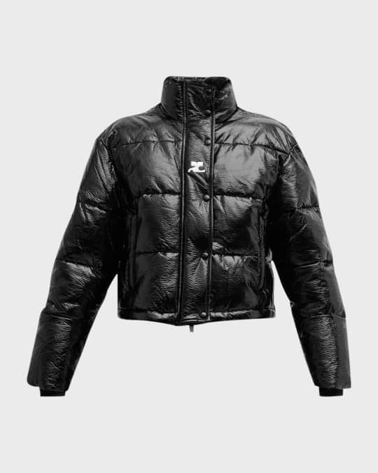 Courreges Vinyl Puffer Jacket with Logo Detail Neiman Marcus