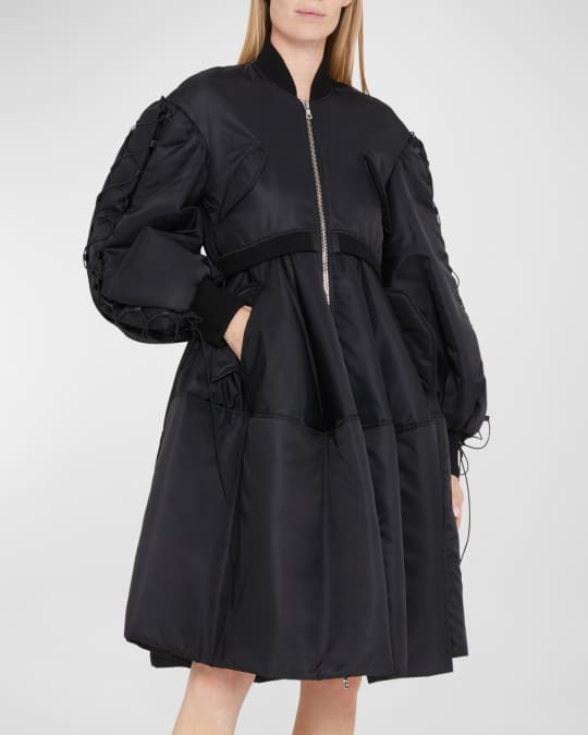 Simone Rocha Puff-Sleeve Zip Front Bomber Coat with Lacing