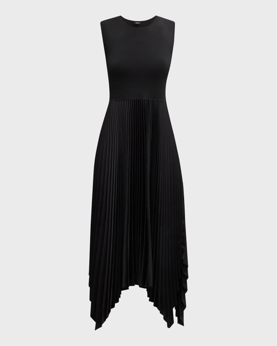 Sleeveless Pleated Handkerchief Midi Dress