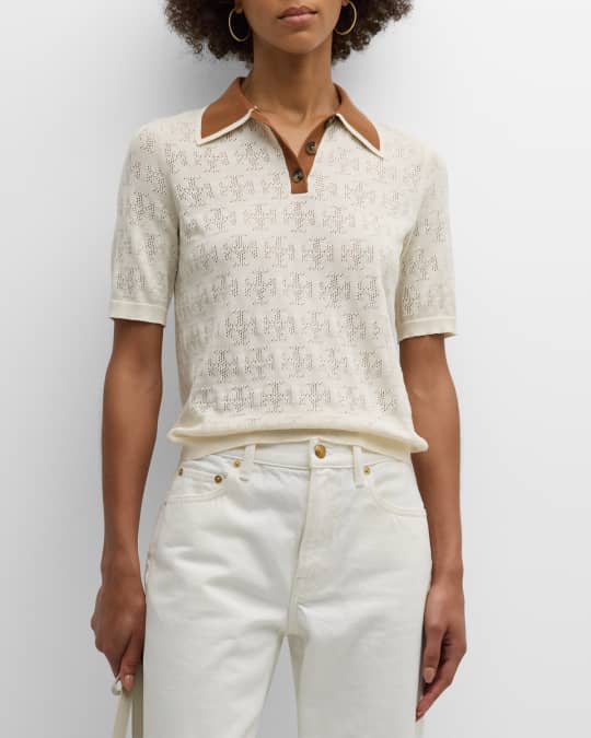 ポロシャツ！送料&関税込み★Tory Burch★COTTON POINTELLE POLO Cotton Pointelle Polo: Women's Clothing | Sweaters | Tory