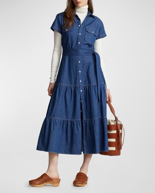 Denim Tiered Shirtdress