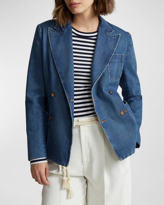 Polo Ralph Lauren Double Breasted Denim Blazer Neiman Marcus