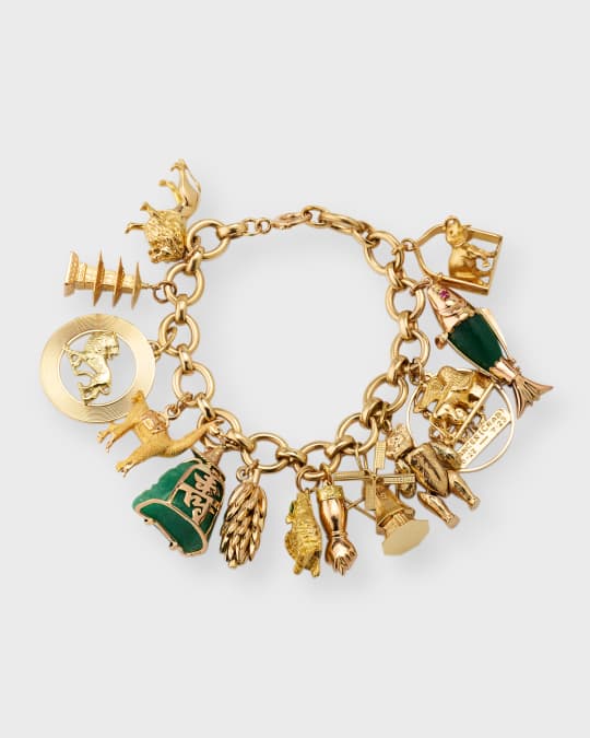 Estate 14K Gold 5 Charm Bracelet