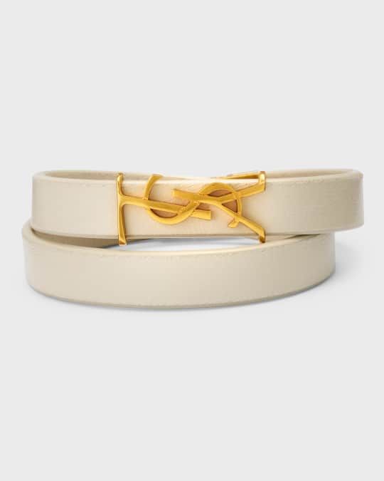 Saint Laurent Double Wrap YSL Bracelet, Cream | Neiman Marcus