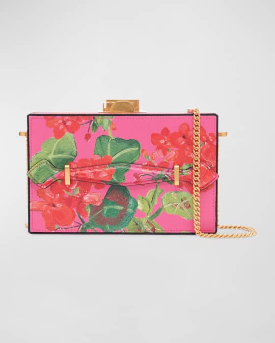 Alibi Flower-Print Leather Minaudiere