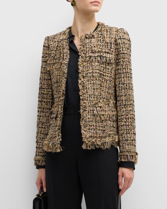 Kobi Halperin Lisa Chain-Trim Fringe Tweed Jacket | Neiman Marcus
