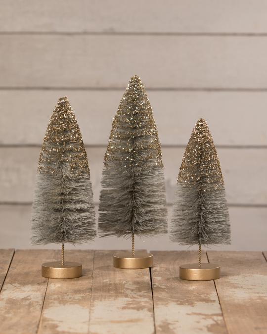 Bethany Lowe Midnight Shine Bottle Brush Trees, Set of 3 | Neiman Marcus