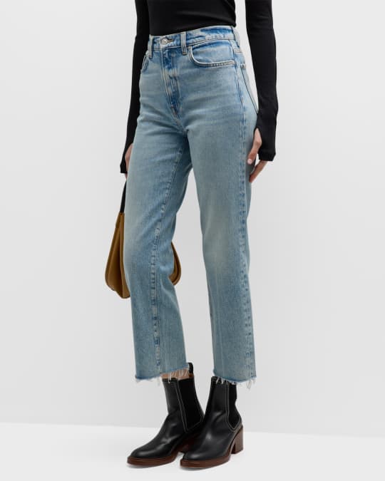 7 for all mankind Logan Stovepipe Raw Hem Cropped Jeans | Neiman Marcus