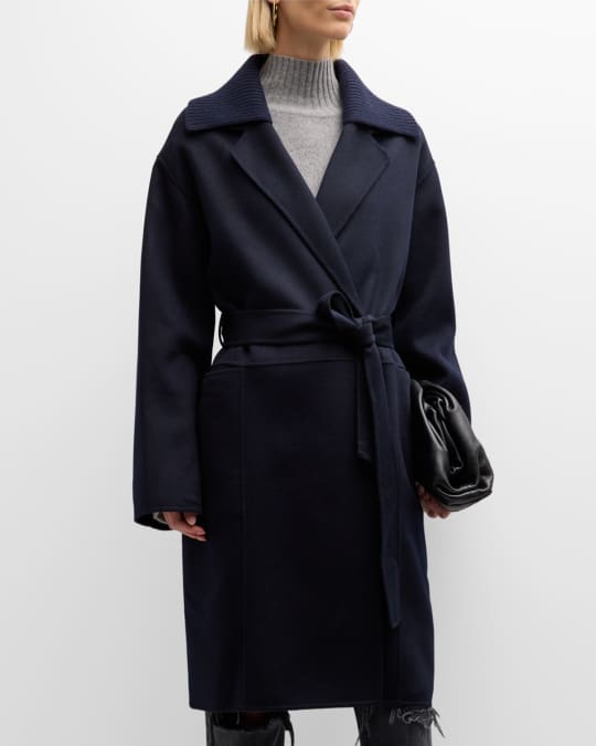 La Ligne Double Face Belted Wool Coat Neiman Marcus