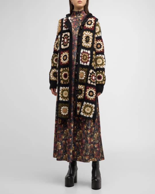 Rosetta Getty Granny Square Crochet Wool Cardigan | Neiman