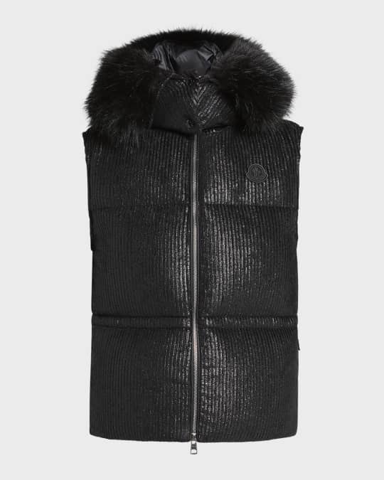 Moncler vest with fur hood new arrivals