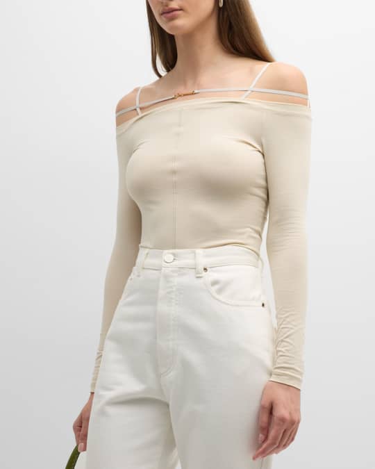 Sierra Strappy Off-The-Shoulder Long-Sleeve T-Shirt