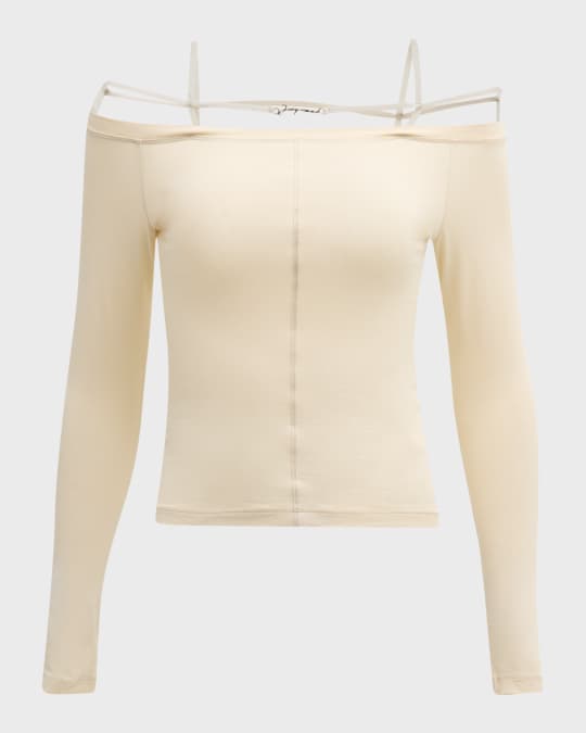 Jacquemus Sierra Strappy Off-The-Shoulder Long-Sleeve T-Shirt