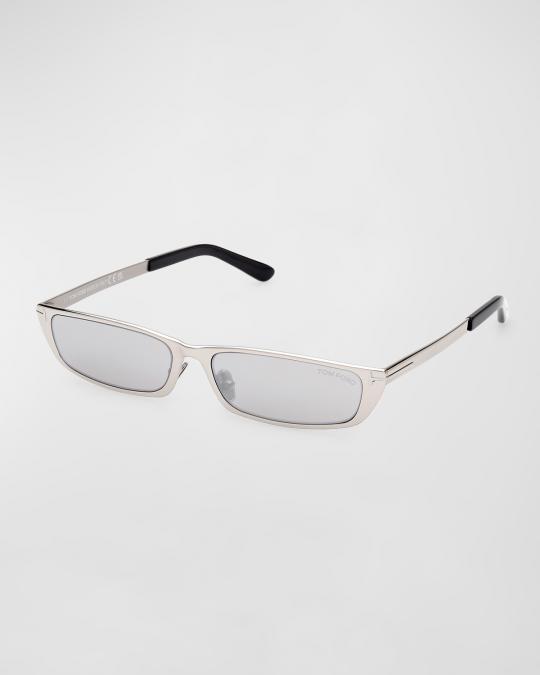 Tom Ford White Sunglasses with Silver Hinges Tom Ford Everett FT1059 Sunglasses 16C Shiny Silver - eye-oo.com main image 2