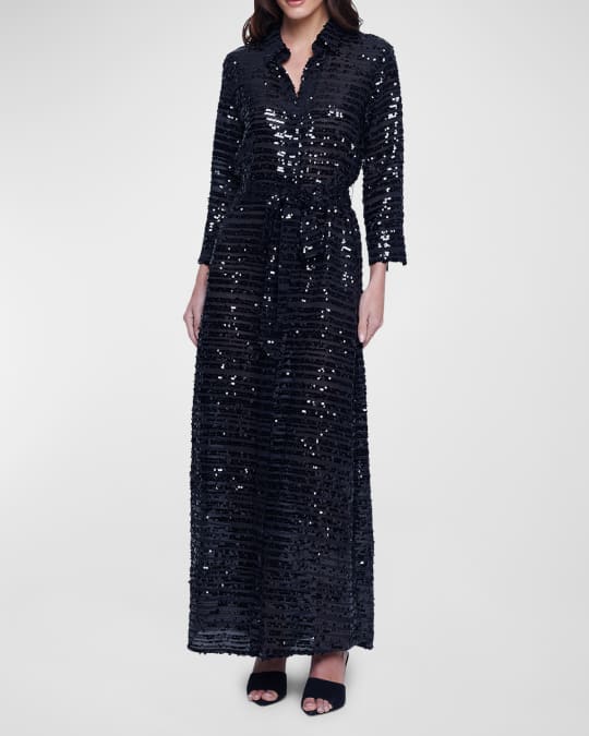 L'Agence Cameron Sequined Maxi Shirtdress | Neiman Marcus