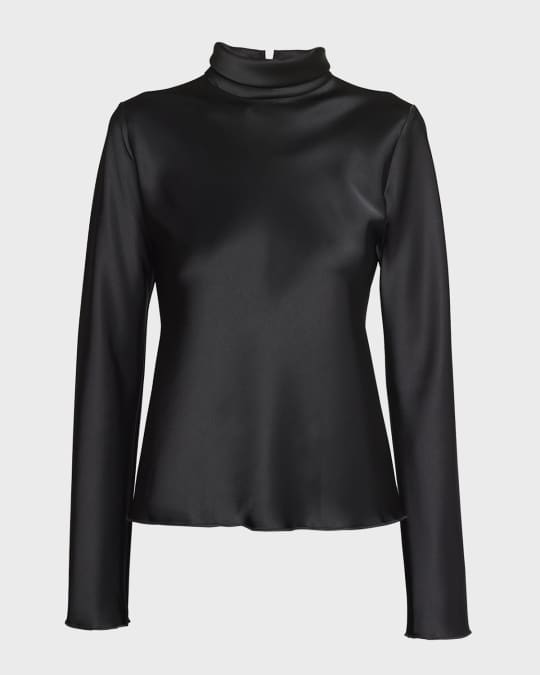 Satin turtleneck top discount