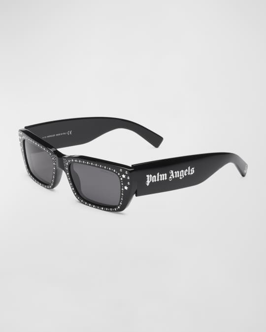 x Palm Angels Men s Crystal Encrusted Acetate Rectangle Sunglasses