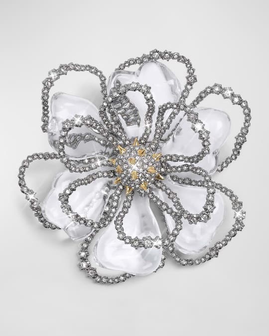 Alexis Bittar Punk Royale Crystal Lucite Flower Pin Neiman Marcus