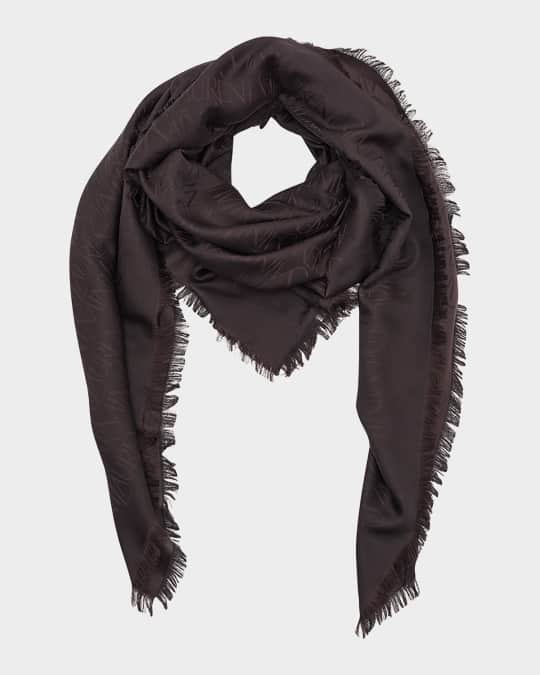 Saint Laurent Grand Carre Jacquard Silk-Wool Scarf | Neiman Marcus