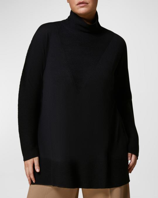 Marina Rinaldi Plus Size Agata Ribbed Turtleneck Sweater | Neiman Marcus