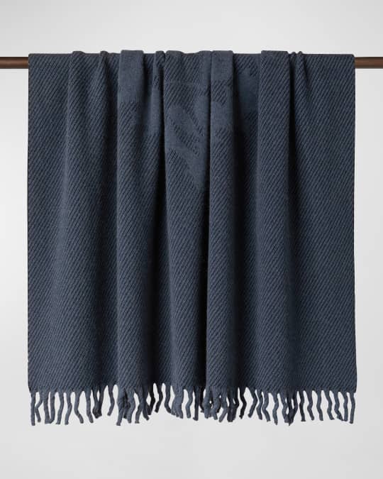 Loro Piana Plaid Crest Jacquard Cashmere Throw Blanket Neiman Marcus