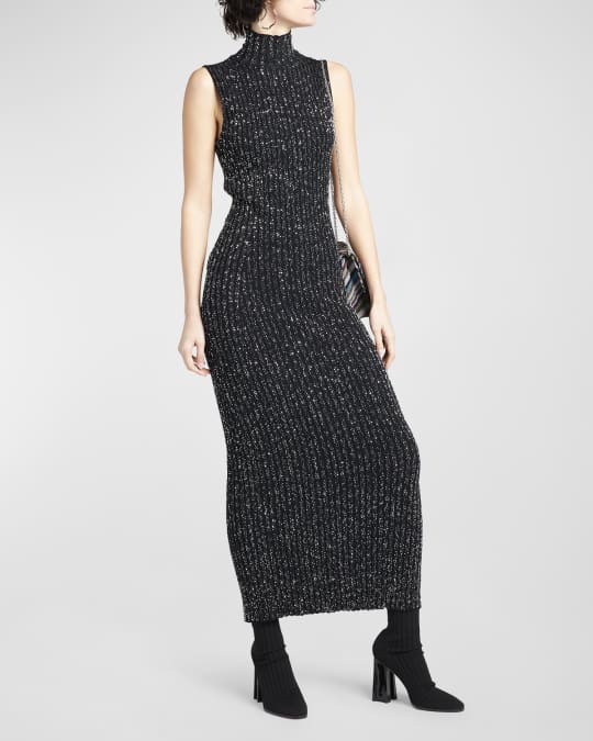 『1年保証』 Missoni Mock-Neck Sleeveless Paillette Rib Maxi Dress ワンピース