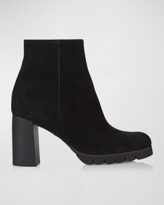 La Canadienne Melinda Suede Block Heel Booties Neiman Marcus