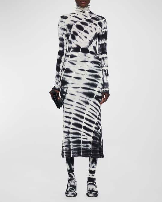 Turtleneck Tie-Dye Midi Dress