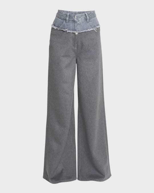 デニム・ジーパン Givenchy High-Waisted Wide-Leg Trousers With Denim Texture Givenchy High-waisted Wide-leg Trousers With Denim Texture