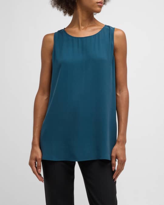 eileen fisher silk georgette crepe scoop neck dress Silk Georgette Crepe Scoop Neck Dress