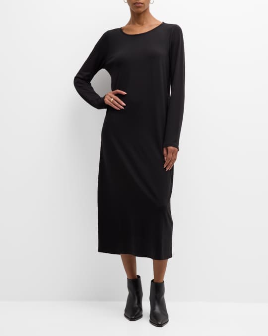 Eileen Fisher Petite Scoop Neck Stretch Jersey Midi Dress Neiman Marcus