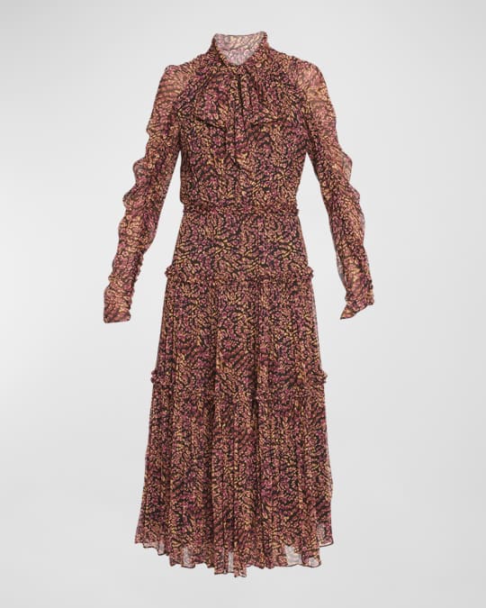 Ulla Johnson Idalia Neck-Tie Silk Chiffon Midi Dress