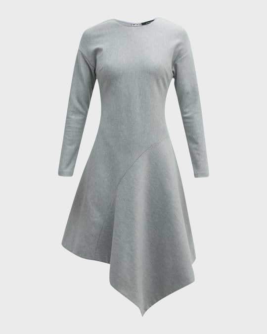 Asymmetric A-Line Jersey Midi Dress