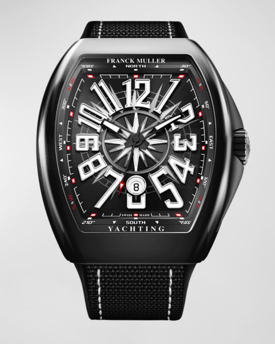 Men's Stainless Steel Vanguard Yacht Watch with Compass, Black