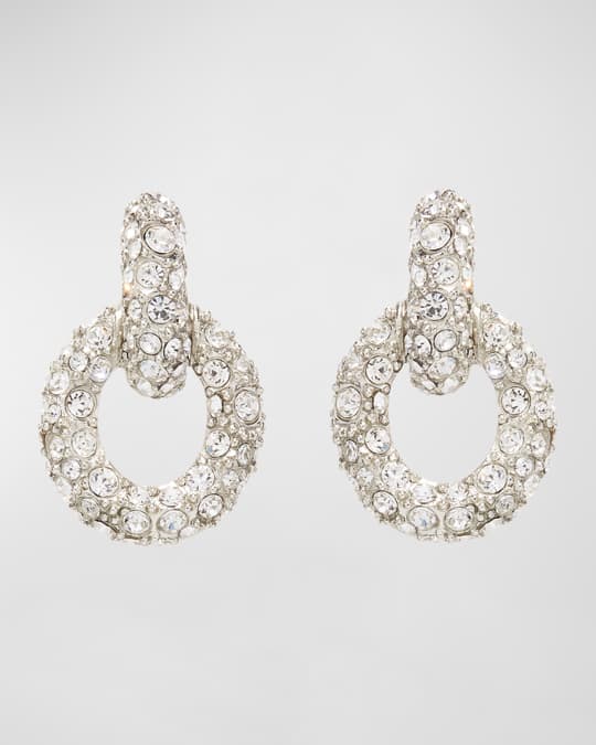 Oscar de la Renta Fortuna Crystal Hoop Drop Earrings