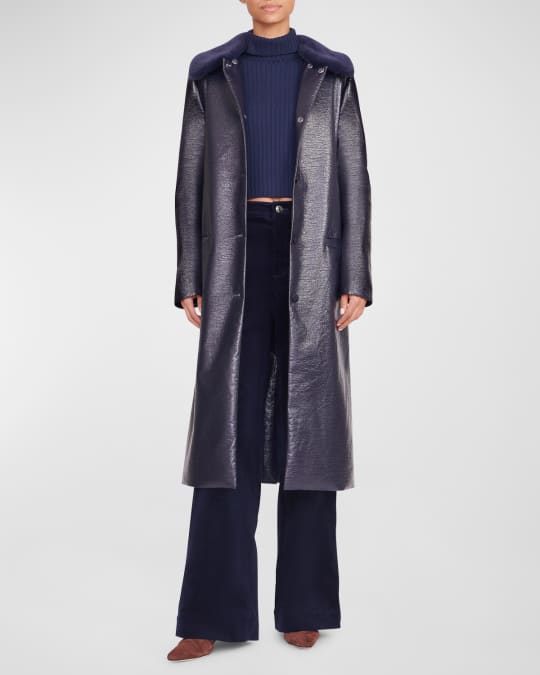 STAUD Varnishes Patent Vegan Leather Coat Neiman Marcus