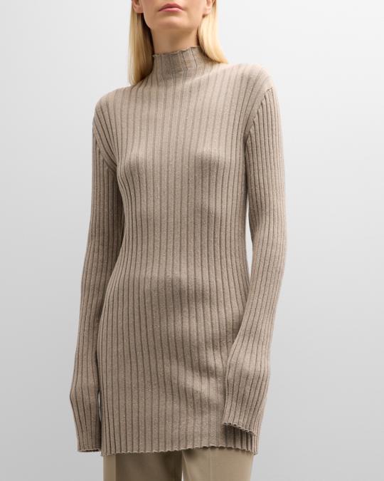 THE ROW Deidree Turtleneck Rib Tunic Top | Neiman Marcus
