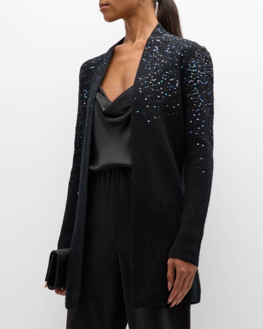 Neiman Marcus Cashmere Collection Cashmere Cardigan with Ombre Sequins Neiman Marcus