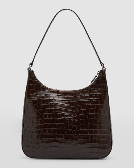 Alec Zip Croc Embossed Shoulder Bag